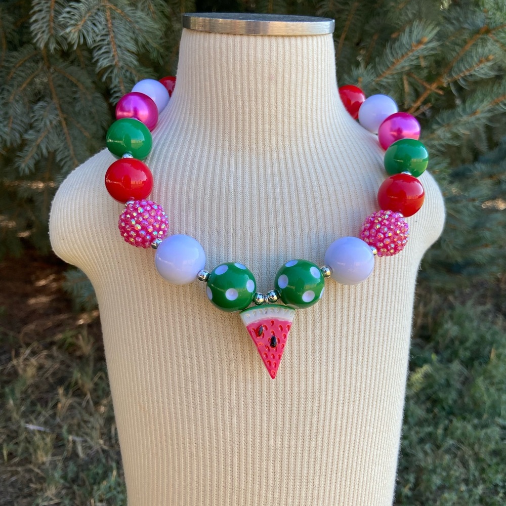 Watermelon 🍉 chunky bubble necklace